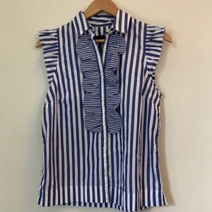 XS Striped JCrew Sleeveless Button Down